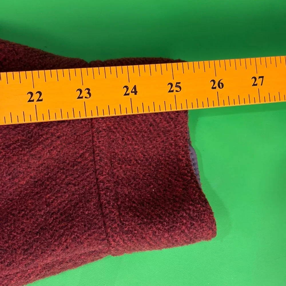LL Bean Fleece Shacket Mens M Burgundy Reinforced Elbow Patches Shirt Jacket EUC